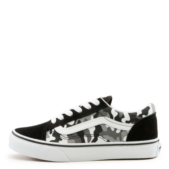 VANS KIDS (PS) OLD SKOOL SHOES | BLACK/WHITE CAMO | NEW in BOX/NWT!!🩶🖤✔️ - Picture 2 of 9